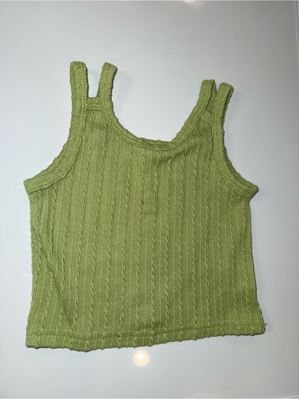 Kids Cable Knit Tank Top in Light Green